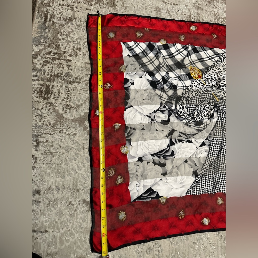 Christian Dior Red and Black Collage Scarf - Picture 6 of 9